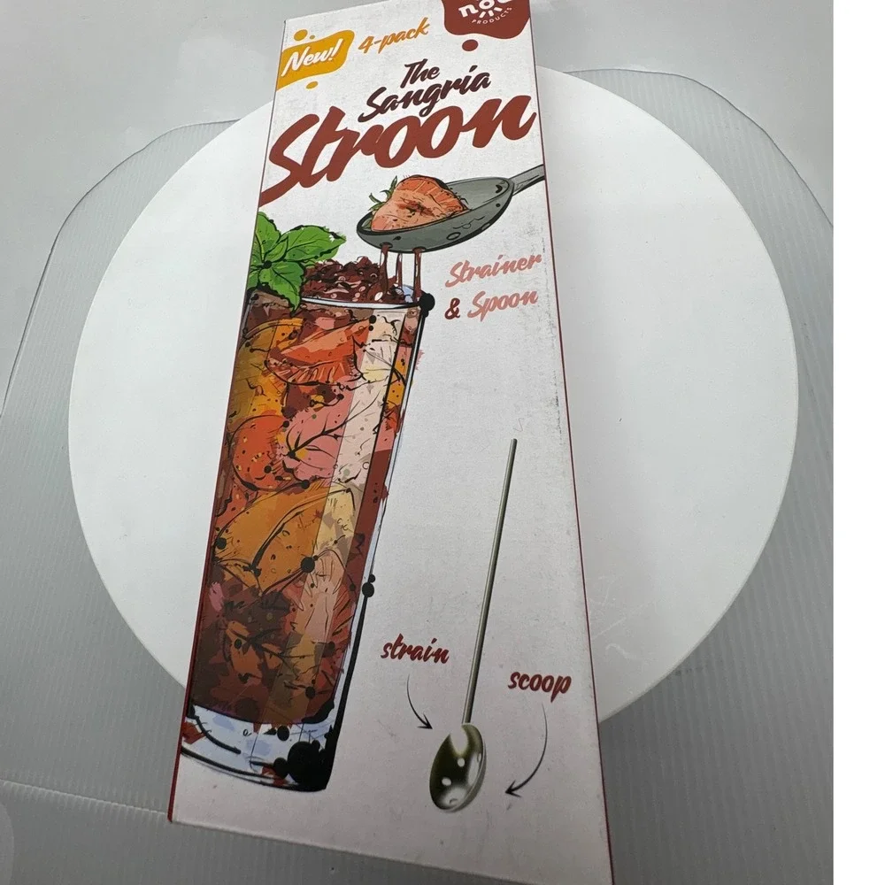 Nod Products The Sangria Stroon 4-Pack Cocktail Spoon‎ Strainer 2-in-1 Host Gift